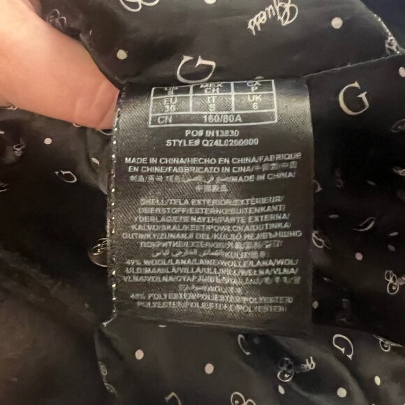 GUESS Black Wool Blend Textured Cape Coat - Size Small - Picture 9 of 12